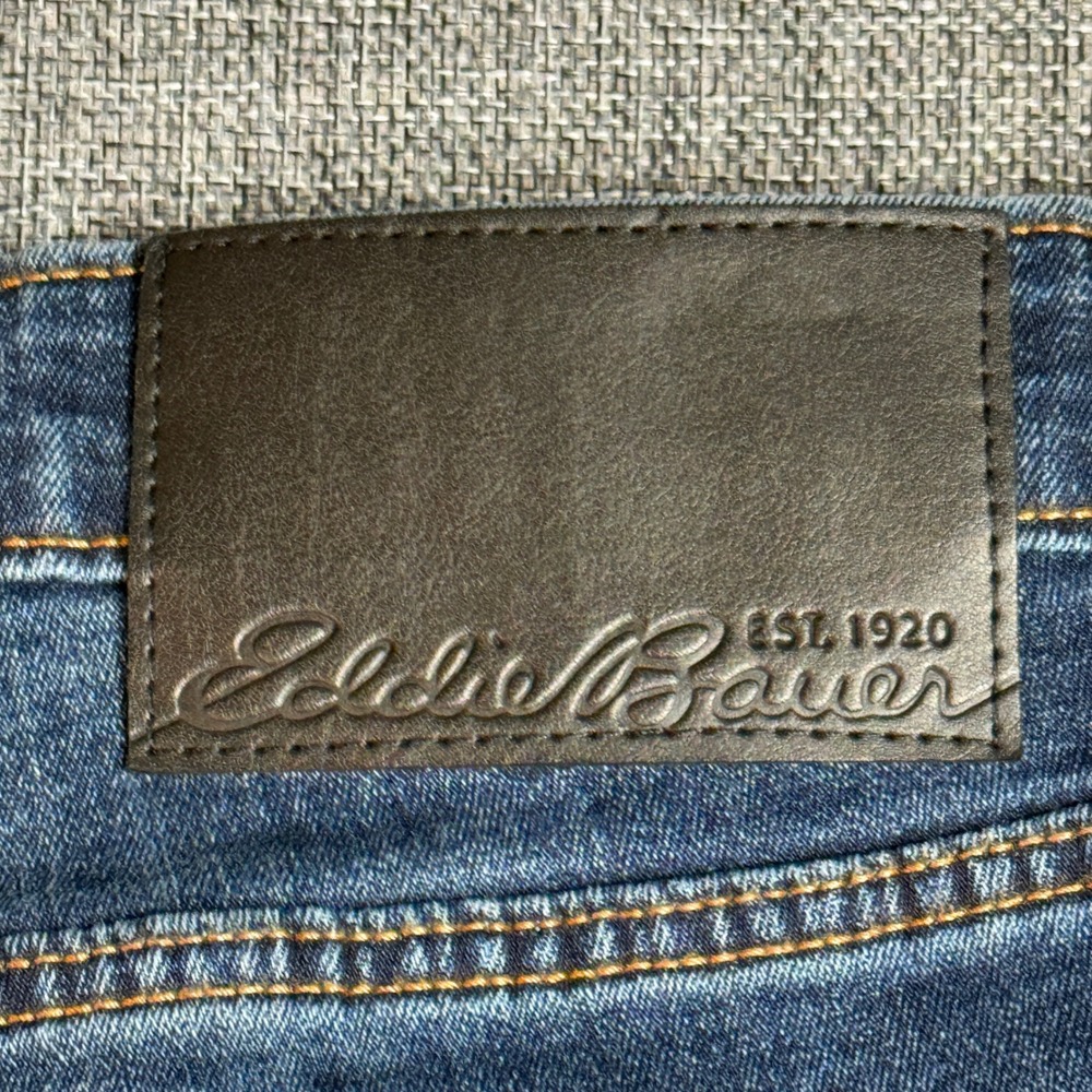 Men Eddie Bauer Jeans | Size 34 x29.75 | Blue Straight Leg Denim Medium Wash - Picture 11 of 13